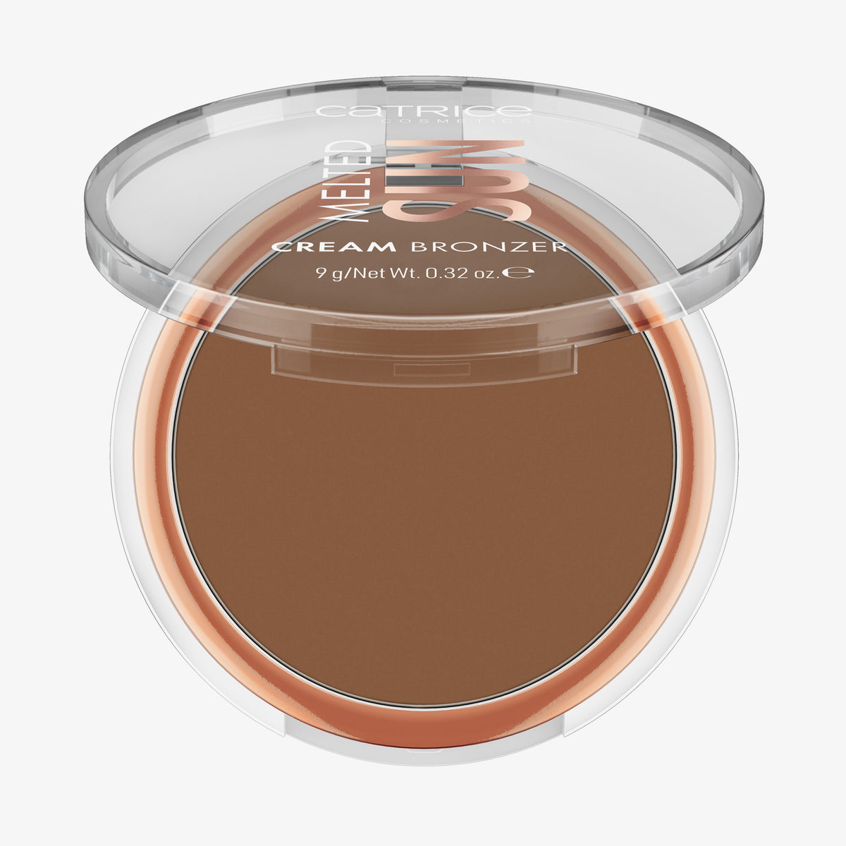 Melted Sun Cream Bronzer 030 (Braun) in einer runden Kompaktdose mit transparentem Deckel.