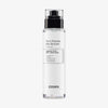 Transparente Flasche des 6 Peptide Skin Booster Serum mit weißem Etikett und schwarzem Pumpverschluss.