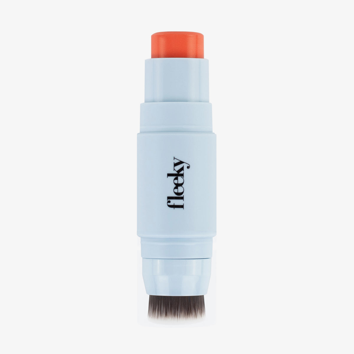 Hellblauer Blush Stick - 2-in-1 Creme
Rouge mit Pinsel in der Farbe Love mit orange-rotem Rouge an einem und kleinem Pinsel am anderen Ende.