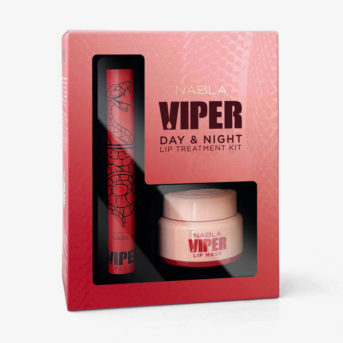 Die Verpackung des NABLA Cosmetics Viper Day & Night Lip Treatment vor weißem Hintergrund