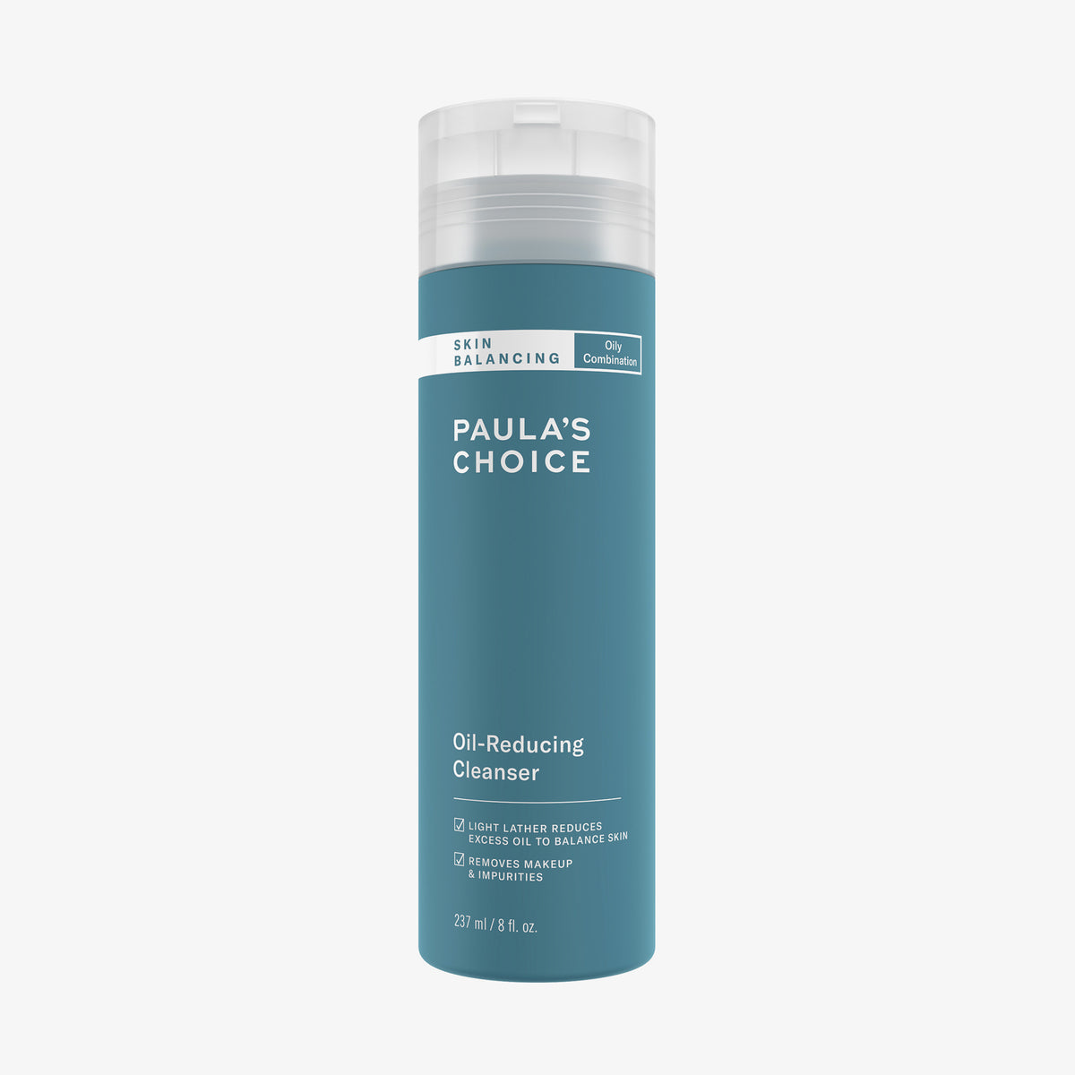 Blaue Flasche Skin Balancing Oil-Reducing Cleanser von Paula's Choice für fettige und Mischhaut in 237 ml.