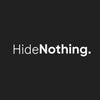 Schwarzer Hintergrund mit weißem Text „HideNothing.“