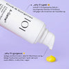 Eine Tube A-Game 10-Serum mit einem Klecks gelber Creme auf violettem Hintergrund mit Infos zu Inhaltsstoffen und Vorteilen.