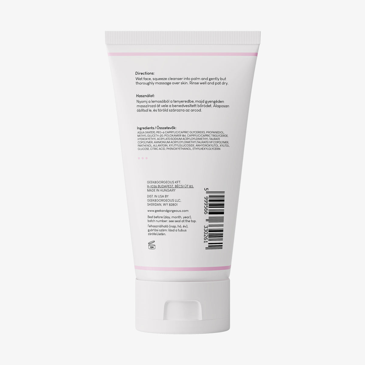 Rückansicht der weißen Tube Jelly Joker  aufgedruckten Anweisungen, Inhaltsstoffen und Produktinformationen.