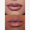 Zwei Nahaufnahmen von Lippen mit dem Lunar Beauty Lip Pencil in einem matten Nude-Ton auf verschiedenen Hauttönen.