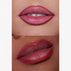 Zwei Nahaufnahmen von Lippen in verschiedenen Hauttönen, die jeweils den Lunar Beauty Lip Pencil tragen.