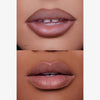 Nahaufnahme von zwei Lippenpaaren mit unterschiedlichen Hauttönen, die den lip pencil von Lunar Beauty in der Farbe Milk Tea tragen.