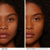 Teilbild des Gesichts einer Frau vor und nach der Anwendung des NABLA Cosmetics Art Of Skin Foundation Stick, das eine glattere, ebenmäßigere Haut nach der Anwendung zeigt.