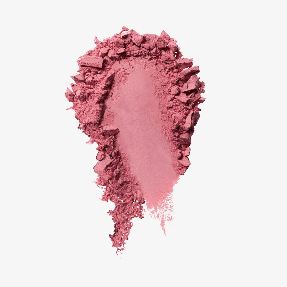 Blush-Puder in der Farbe engima, als kräftiger Farbstrich mit krümeligen, unregelmäßigen Rändern auf weißem Hintergrund.
