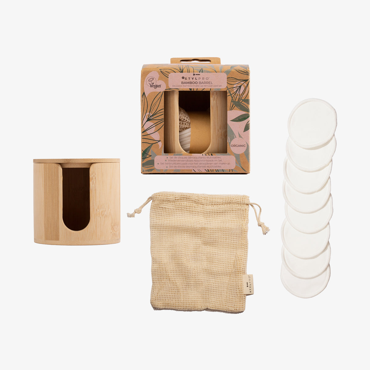 STYLPRO | Bamboo Barrel with 8 Pads & Wash Bag