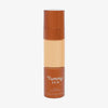 Eine halbtransparente und bronzene Flasche Yummy Skin Serum Foundation 7N mit beigem Inhalt.
