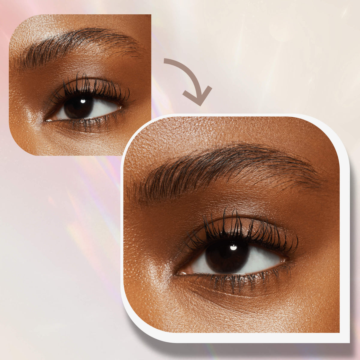Vorher-Nachher-Bild des der Augenbraue einer Frau; nach Anwendung des Slim'Matic Ultra Precise Brow Pencil Waterproof gepflegte und dichtere Brauen