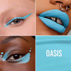 Vier Bilder der Colorfix Pastels Oasis als verschiedenes Augen- und Lippen-Make-up Looks und als Farbmuster.