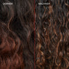 Braunrotes krauses Haar (links) vor und glänzendes definiertes Haar (rechts) nach der Anwendung des N°7 Bonding Oil 30ml.