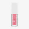 Transparente Flasche mit rosa Glossin‘ Glow Tinted Lip Oil von Catrice und weißem Deckel vor weißem Hintergrund.