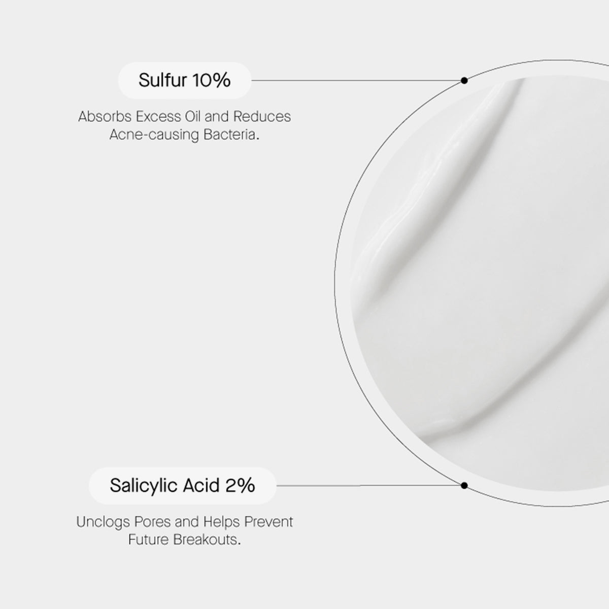 Infos zu Inhaltsstoffen der Zitmask, daneben eine Nahaufnahme weißen Creme-Textur