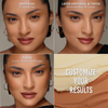 Drei Bilder des Gesichts einer Frau mit Beschreibungen zum Einsatz des Yummy Skin Blurring Balm Powder.