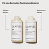 Empfehlung der Kombination der OLAPLEX Bestseller N°4 Bond Maintenance Shampoo und N° 5 Conditioner auf weißem Hintergrund.