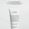 Die Time Reverse Beauty Sleep Mask, abgebildet auf weißem Hintergrund, hebt Vorteile wie Feuchtigkeitsversorgung und antioxidativen Schutz hervor.