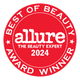 Rotes Siegel mit weißer Schrift: “Allure Best of Beauty Award Winner 2024 – The Beauty Expert”.