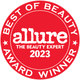 Rotes Siegel mit weißer Schrift: “Allure Best of Beauty Award Winner 2023 – The Beauty Expert”.