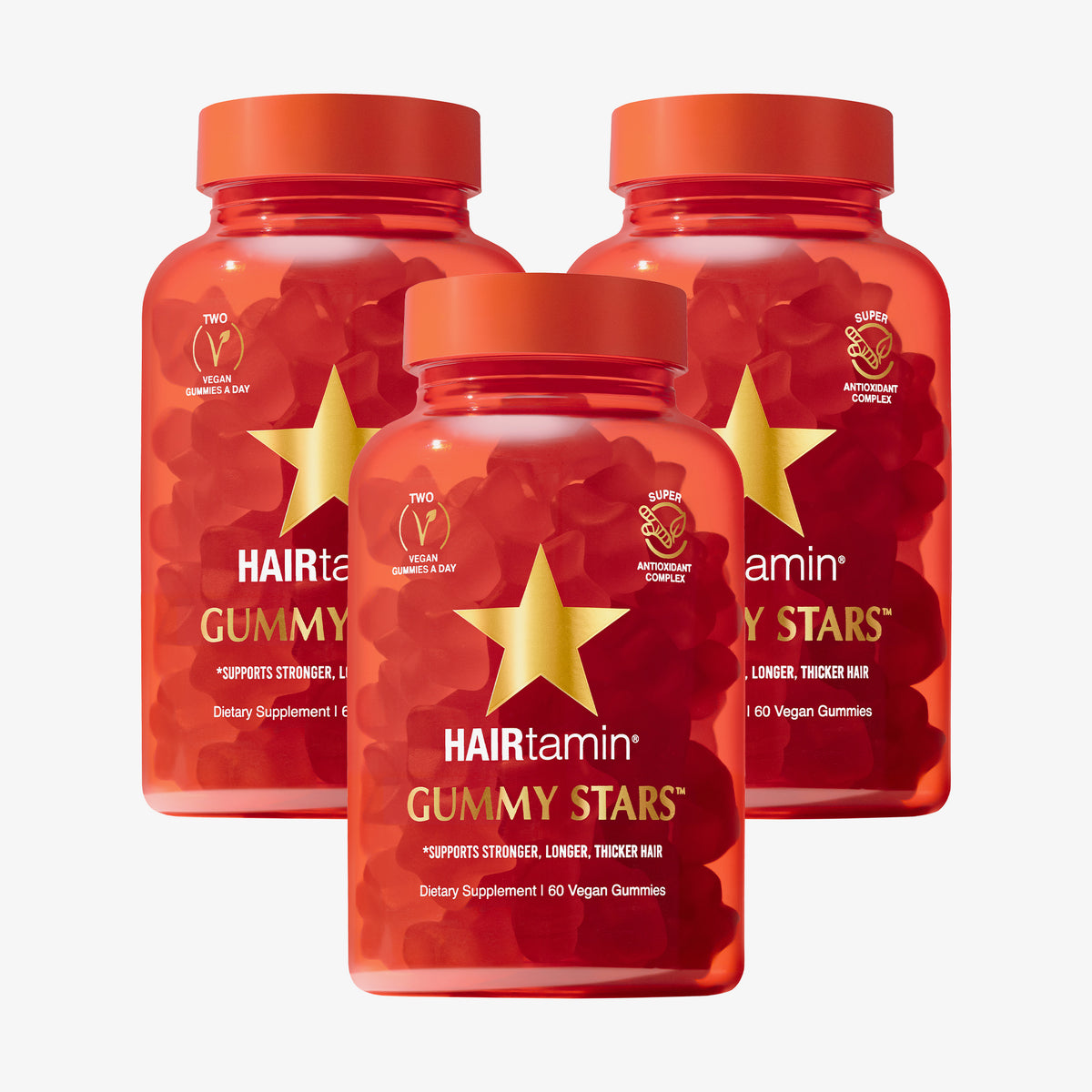 Gummy Stars 3 Month Bundle bestehend aus Drei Flaschen Gummy Stars™ von HAIRtamin.