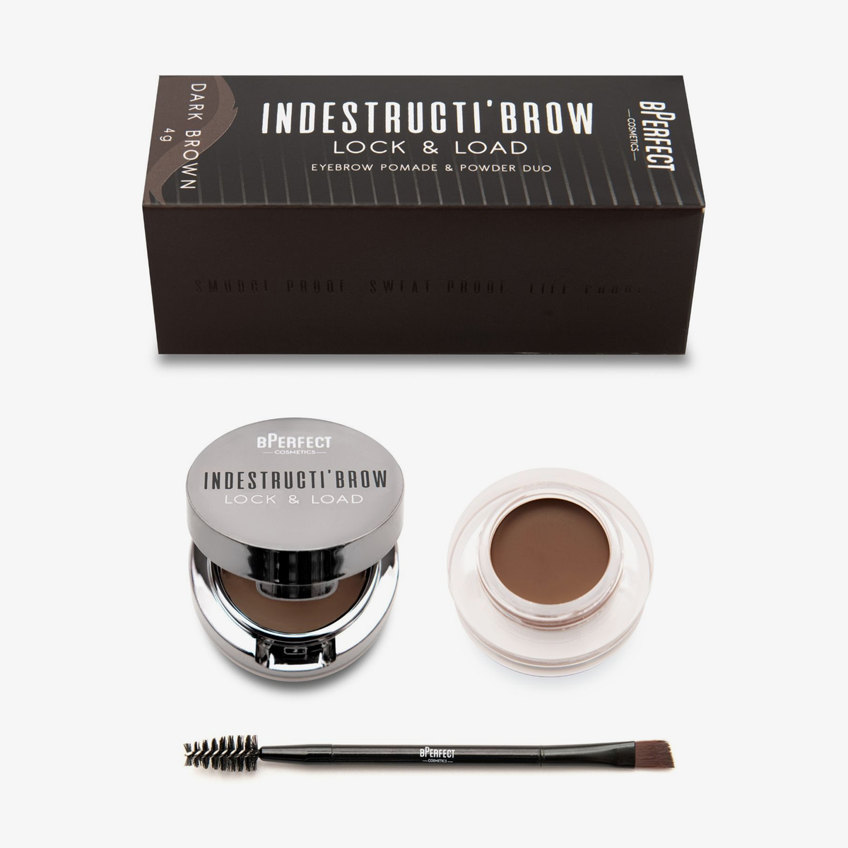 BPerfect Cosmetics | Indestruci'Brow Lock and Load Eye Brow Set Dark Brown