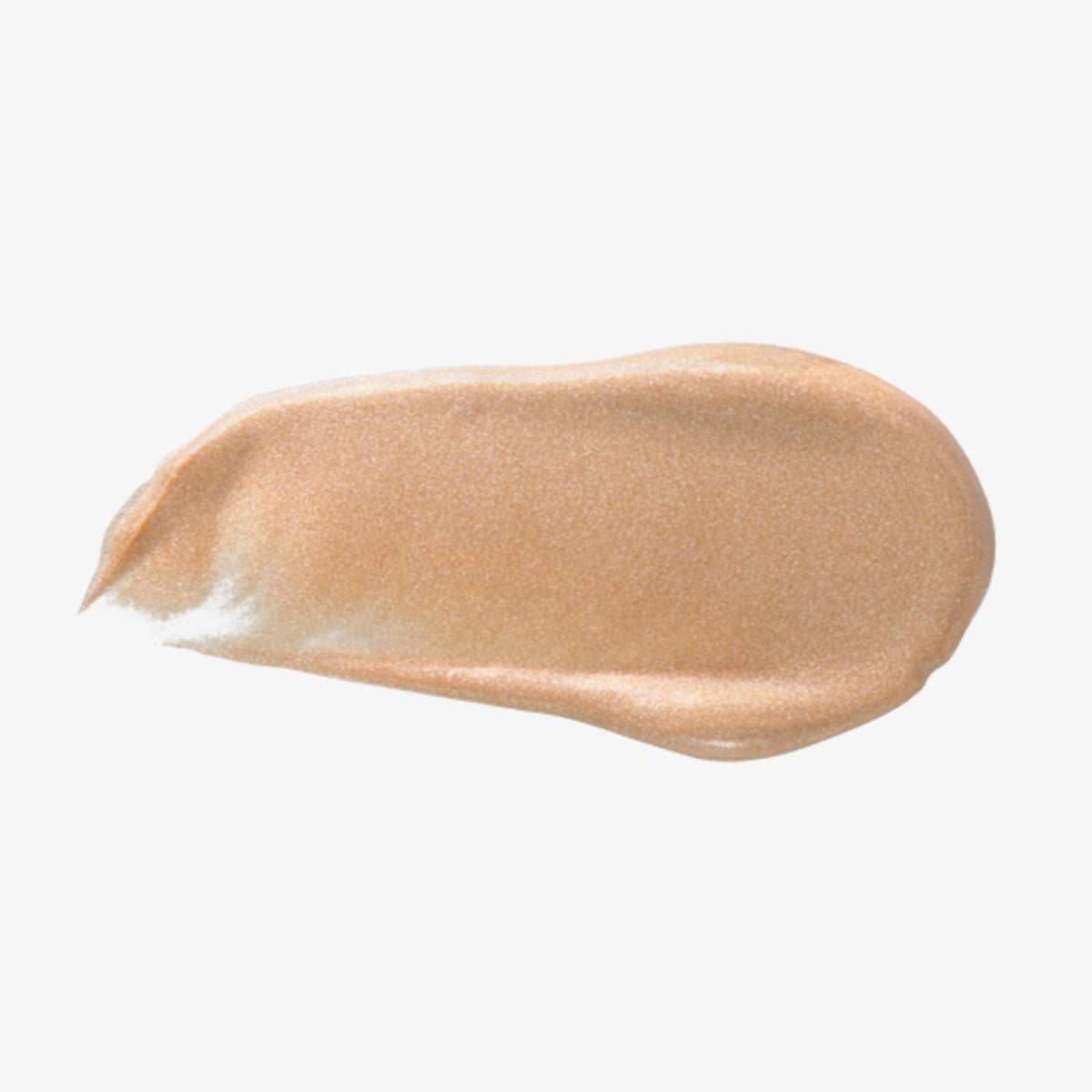 Flüssiger Highlighter in einem hellen Champagnerton mit sanftem Schimmer. Die cremige Textur ist gleichmäßig aufgetragen und wirkt lichtreflektierend.
