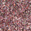 Nahaufnahme der Ruby Lights Glitter Palette mit dicht verstreutem funkelndem rosa, violettem und schimmerndem Glitzer.