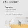 Eine klare Flasche Full Fit Propolis Synergy Toner liegt vor grauem Hintergrund; darüber Infos zu Hautproblemen.