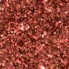 Die Ruby Lights Glitter Palette verfügt über eine glänzende Glitzertextur in Roségold mit funkelnden, reflektierenden sechseckigen und runden Partikeln.