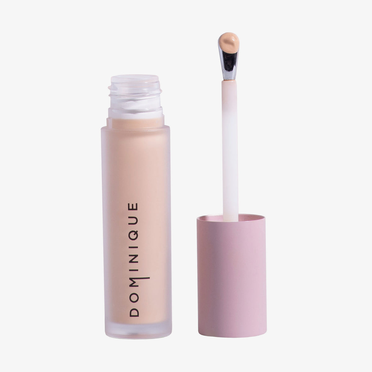Auf weißem Hintergrund ist eine geöffnete Tube Wide Awake Full Coverage Concealer Frapuccino mit rosa Kappe und Applikatorstab abgebildet.