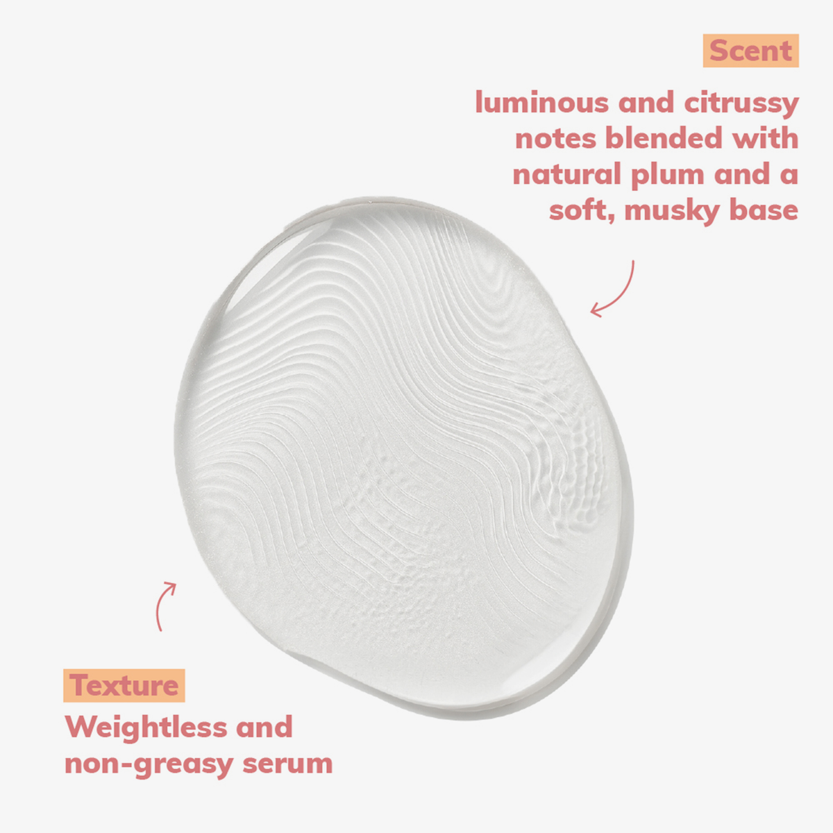 Abyssian Glow Repair Hair Glaze: transparentes Serum mit einer Textur, die an Fingerabdrücke erinnert, leichtem, nicht fettendem Tragegefühl und einem Duft nach Zitrusfrüchten, Pflaumen und Moschus.