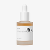 Eine Flasche ANUA Heartleaf 80 % Soothing Ampoule mit einer weißen Tropfkappe steht vor einem weißen Hintergrund.