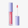 BLONDESISTER 2-IN-1 SWEET GLOSS GETÖNTES LIPPENÖL: rosa Lipgloss in einer durchsichtigen Tube mit violettem Verschluss und passendem Applikatorstift.