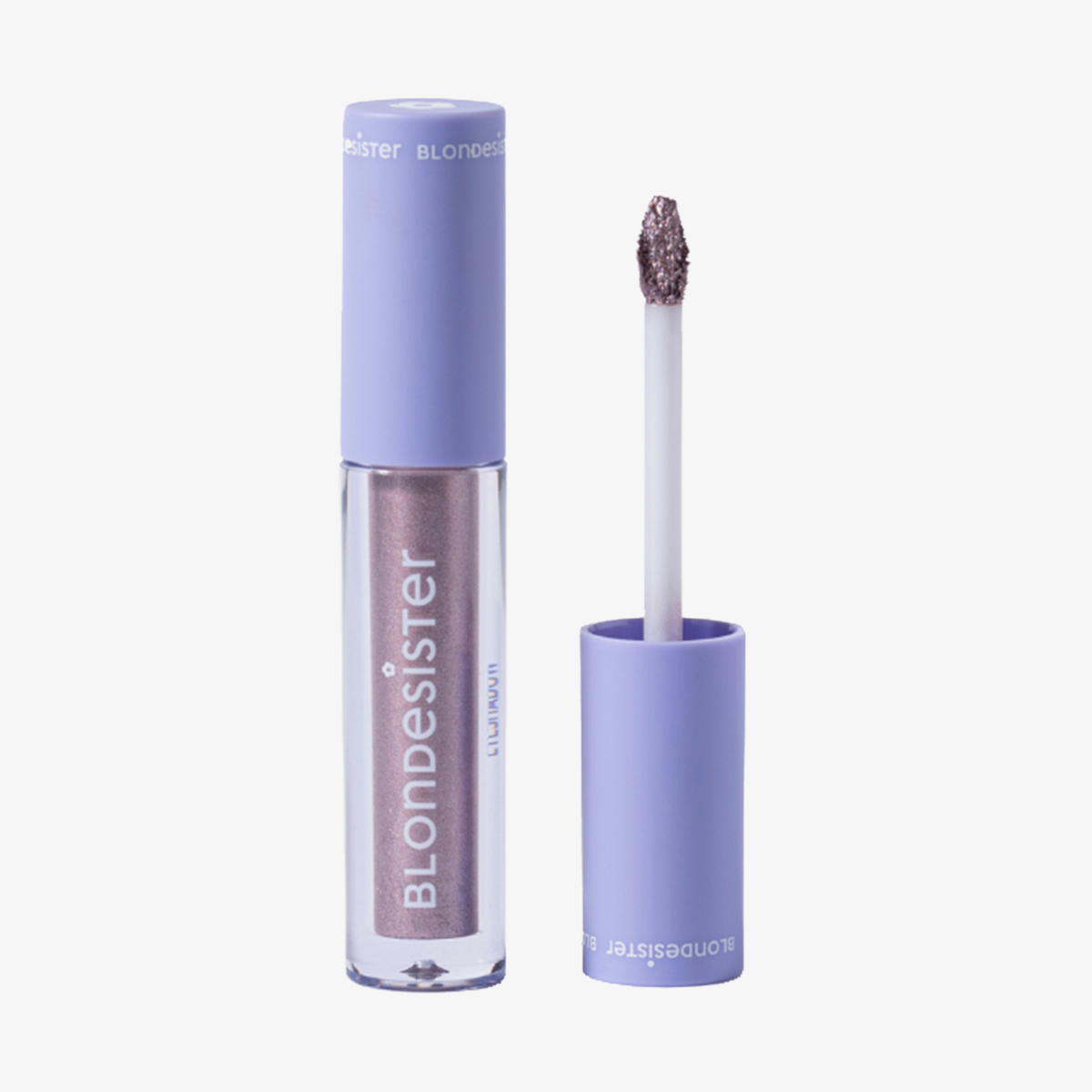 Eine Tube BLONDESISTER GLOWEYE EYESHADOW mit abgenommenem Deckel, sodass der Applikator zu sehen ist.