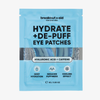 Breakout+aid Hydrate + De-Puff Augenpads zur Feuchtigkeitsversorgung und zur Linderung von Schwellungen mit Hyaluronsäure und Koffein.