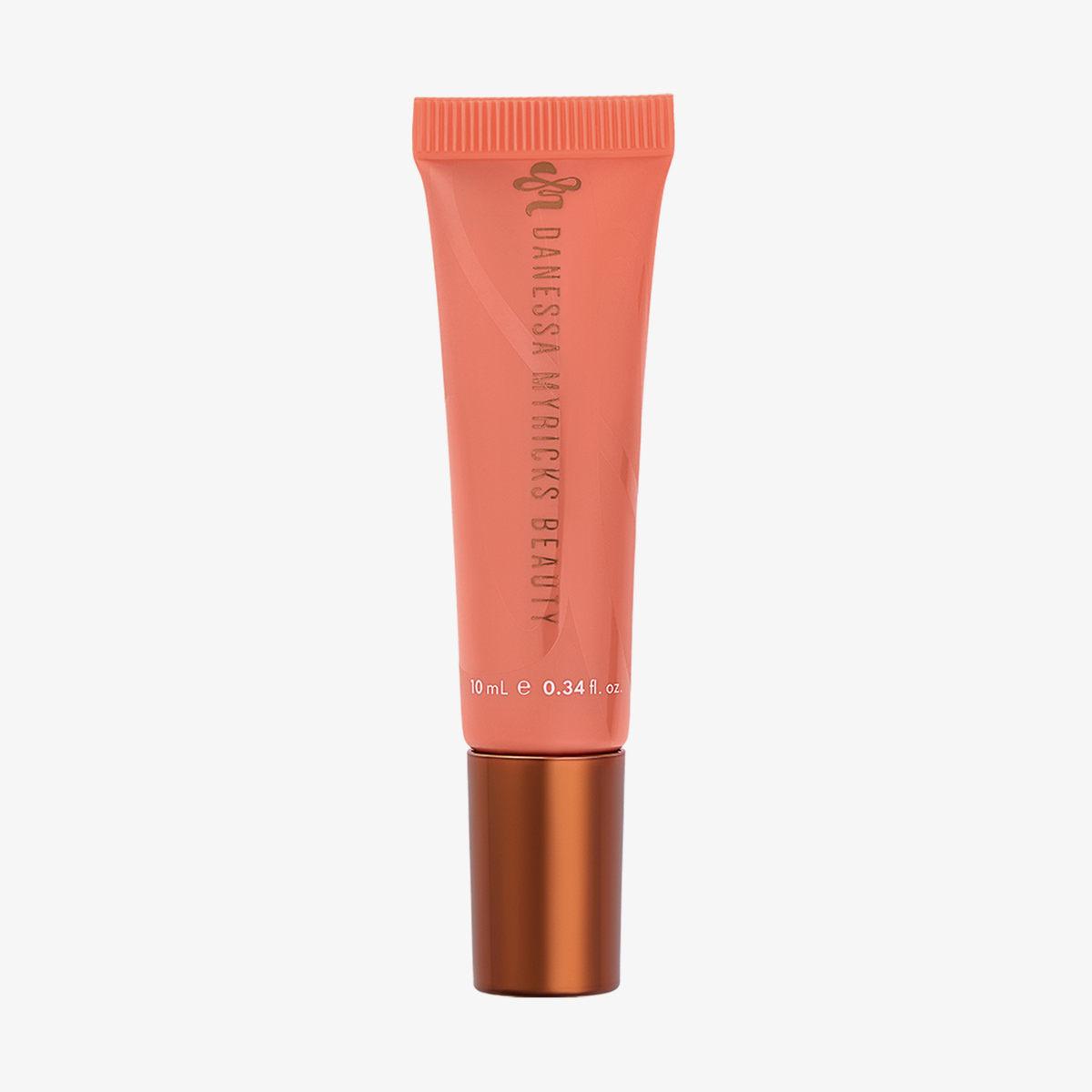 Danessa Myricks Beauty Glosswork 4D Ultra Shine Plumping Gloss in der Farbe „Coral“, 10-ml-Tube mit Metallverschluss.