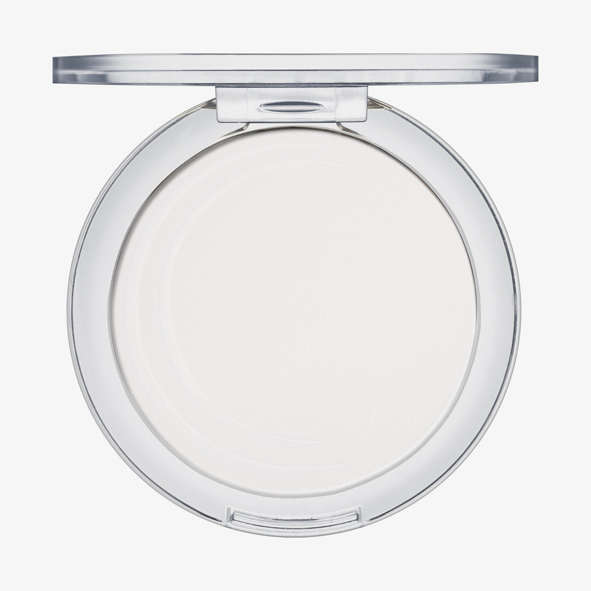 Der Essence all about soft glow! fixing compact powder waterproof ist ein gepresster weißer Puder in einer Kompaktdose mit durchsichtigem Deckel.