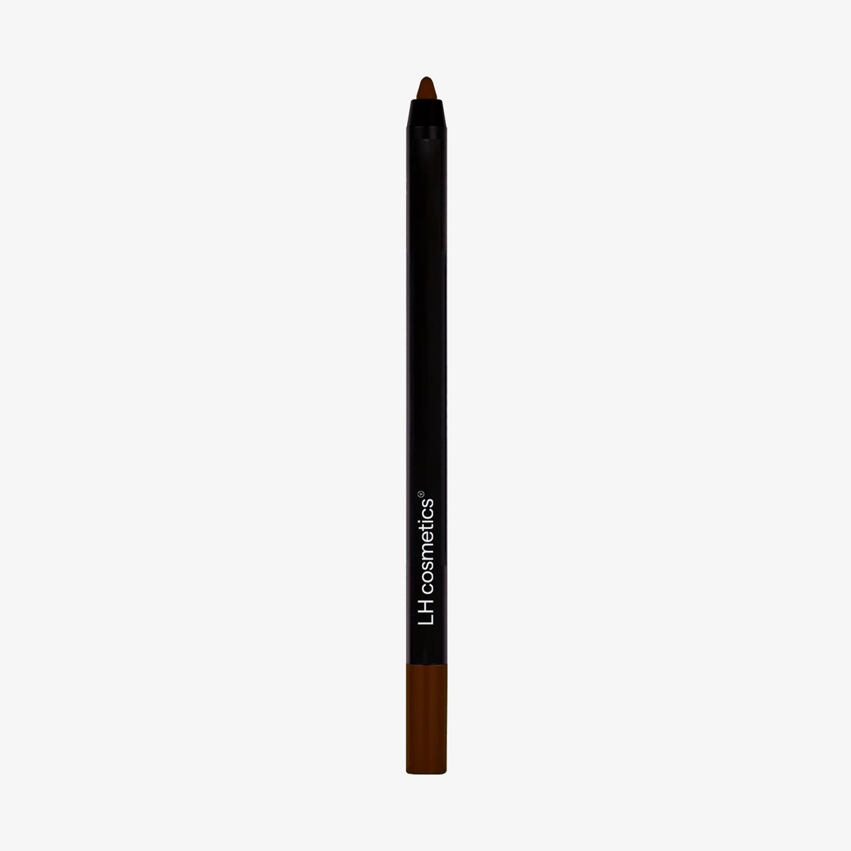 Schwarzer Crayon Make-up-Stift in der Farbe Wood (braun) von LH Cosmetic auf weißem Hintergrund.