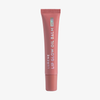 Eine rosefarbene Tube Lumene Lip Glow Oil Balm SPF30 in 1 Fudge steht aufrecht vor einem weißen Hintergrund.