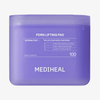 Ein lilafarbener Behälter für die „Mediheal PDRN Lifting Pads“ mit Produktangaben auf dem Etikett auf der Vorderseite.