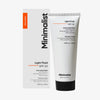 Minimalist Light Fluid SPF 50 Sunscreen, mit eleganter weißer Tube und Schachtel und schwarzem Deckel.