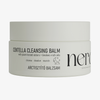 Ein weißer Tiegel mit der Aufschrift NERDS. Centella Cleansing Balm mit schwarzem Text und Produktangaben auf der Vorderseite.