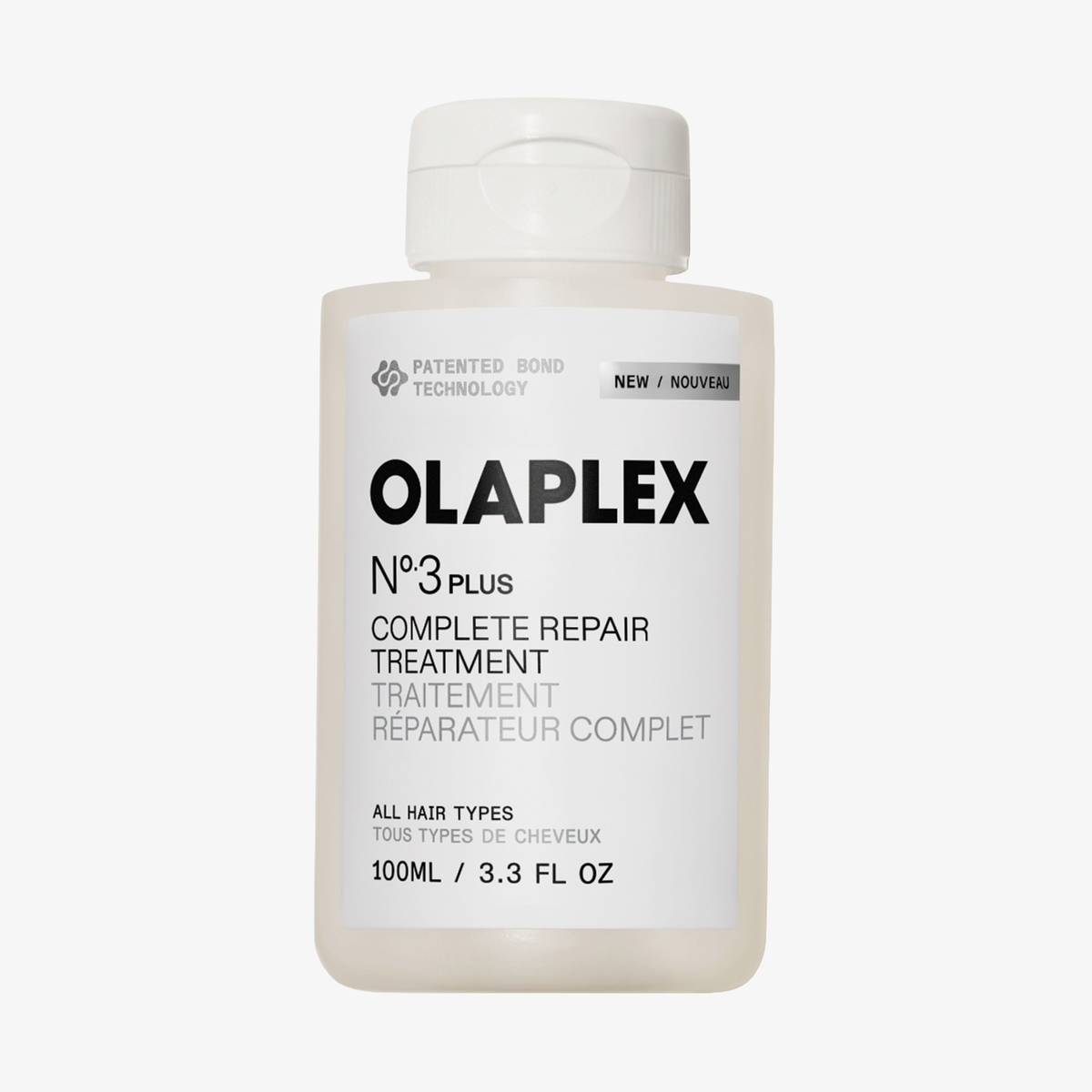 Eine 100ml Flasche OLAPLEX N°3 PLUS Complete Repair Treatment für alle Haartypen.
