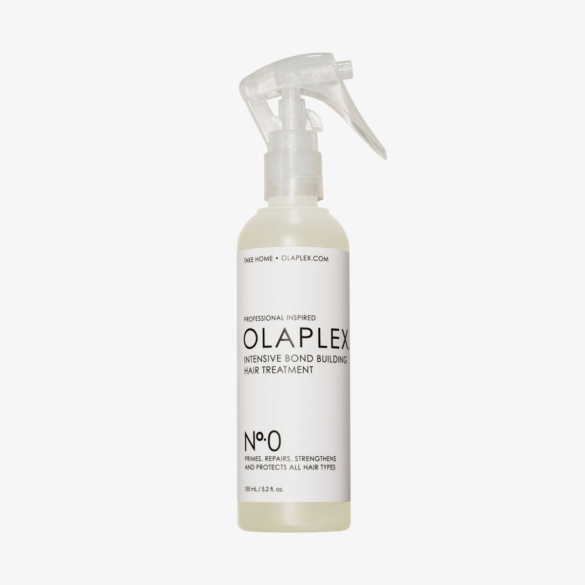 Eine Flasche N°0 Intensive Bond Building Hair Treatment mit Sprühdüse vor weißem Hintergrund.