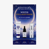 Ein Skintegra Winter Collagen Bank-Set, bestehend aus einer Reinigungsmilch, einem Serum und einer Regenerationscreme in einer Display-Verpackung.
