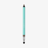 Ein türkisfarbener SWEED Satin Eyeliner-Stift mit brauner Spitze und Verwischspitze, präsentiert vor weißem Hintergrund.