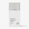 Eine weiße Flasche „Transparent Lab Oil-Control Ultra Fluid Cica Sunscreen“ mit grauem Verschluss.