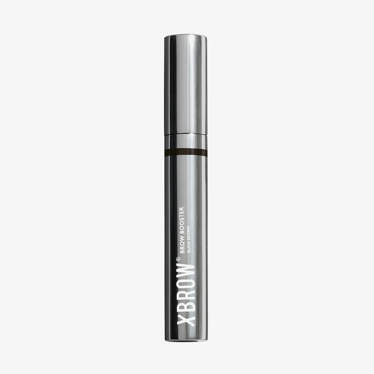XLASH Brow Booster-Tube mit silberner Verschlusskappe und dunkelbraunem Produktetikett.